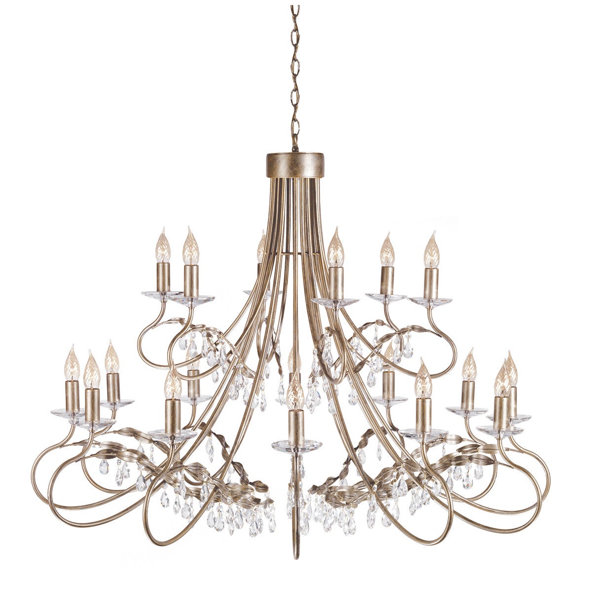 Żyrandol elegancki z kryształkami złoty Christina 18xE14 60W Elstead