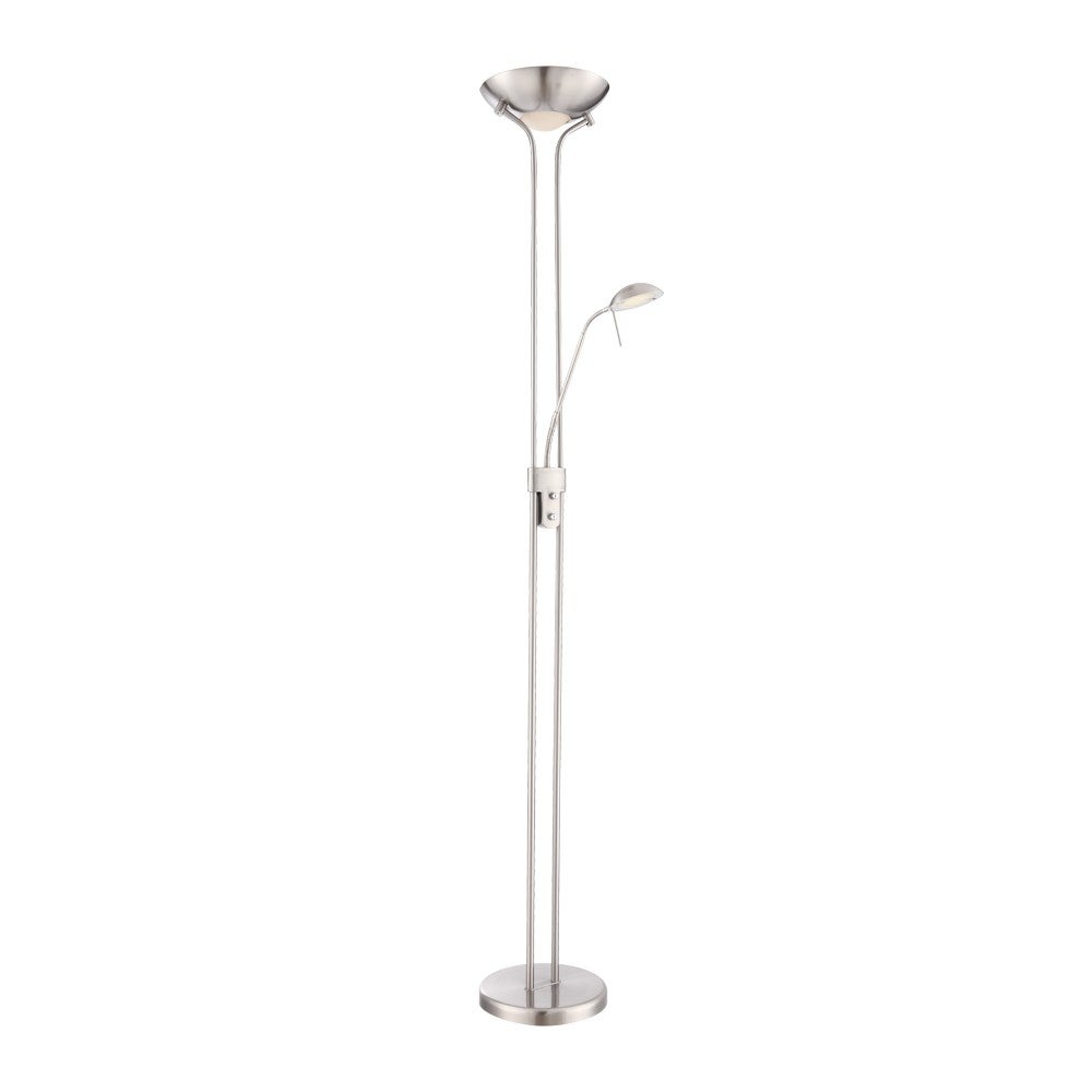 Olimpia LED lampa podłogowa i regulowana lampka do czytania z niklową metalową strukturą ø25,5cm