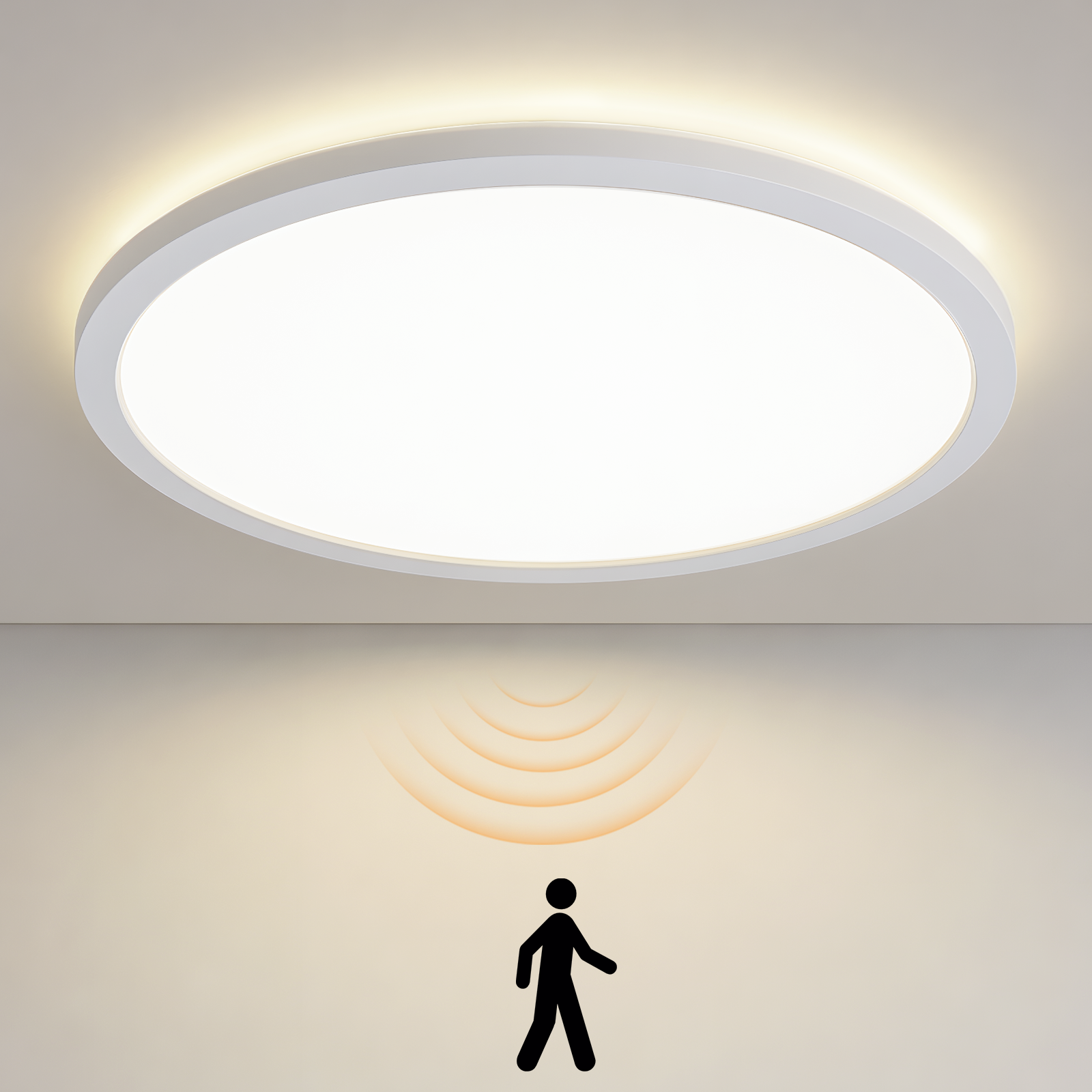 NETTLIFE Oprawa sufitowa LED 18W 4000K z radarem, IP44, Ø29cm, Klasa E