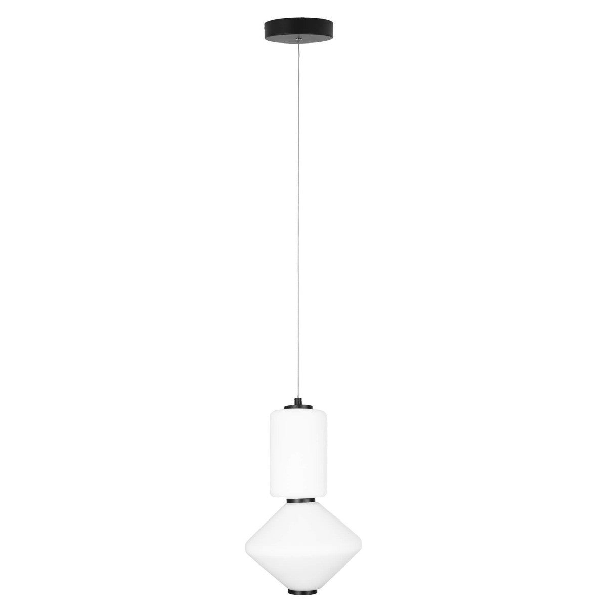 Lampa wisząca czarna 2 białe geometryczne klosze AKIKO LED 16W P0467 Maxlight