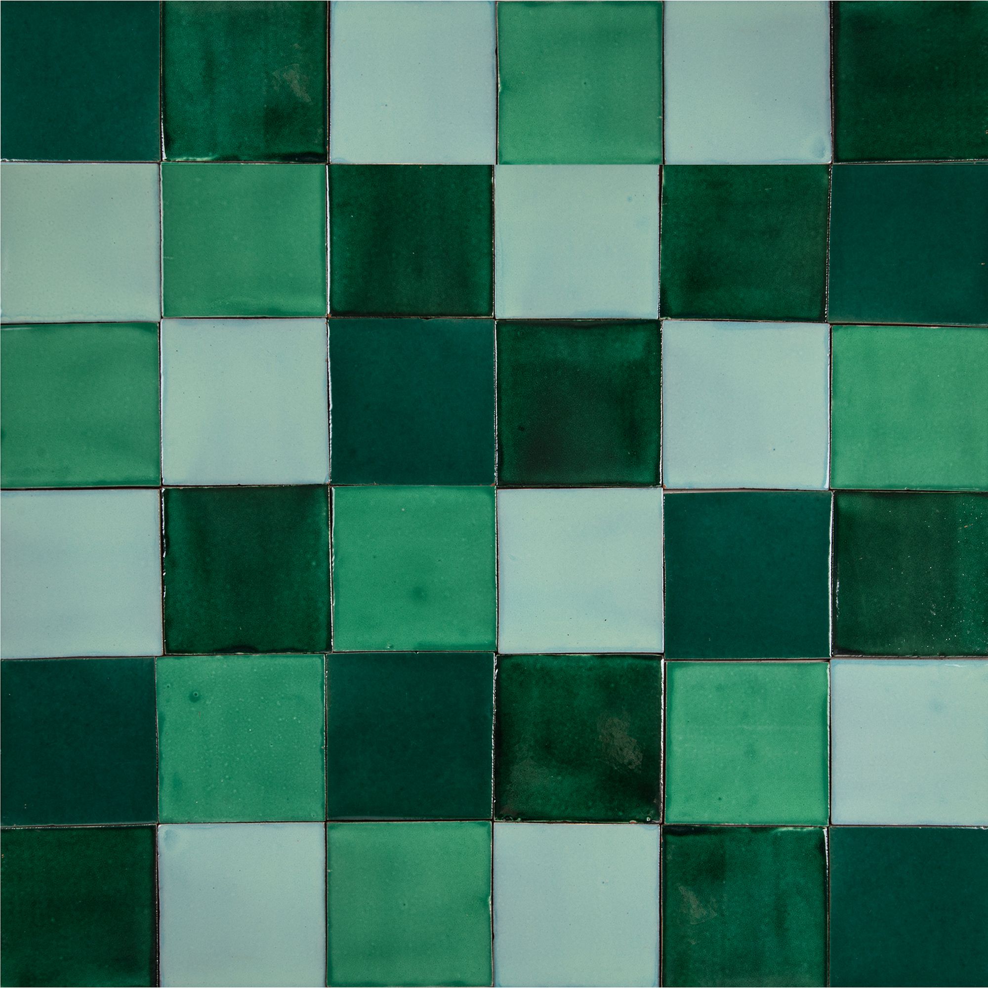 Patchwork płytek 10,5×10,5 cm "Verna" – w kolorze zielonym – 90 sztuk – 1 m² – płytki gładkie do łazienki, prysznica, schodów i kuchni.
