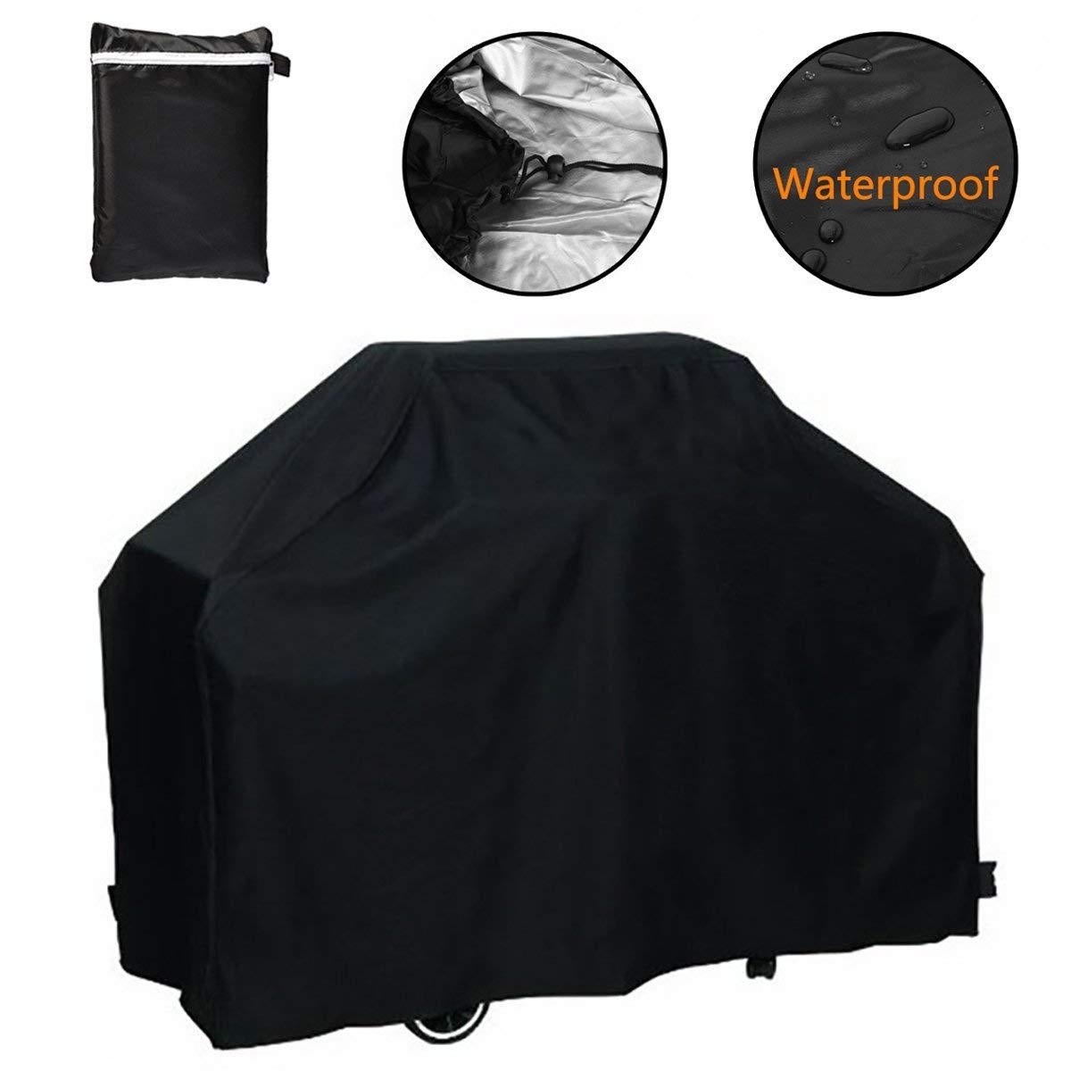 (Czarny, 145x61x117cm) Pokrowiec na grill, zewnętrzny pokrowiec na grill, wodoodporny pokrowiec na grill do Weber, Brinkmann, Char Broil itp.