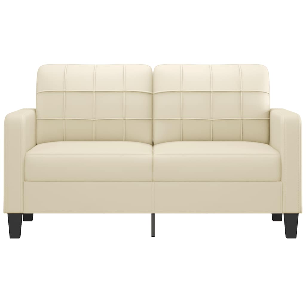 2-osobowa sofa, kremowy, 140 cm, sztuczna skóra