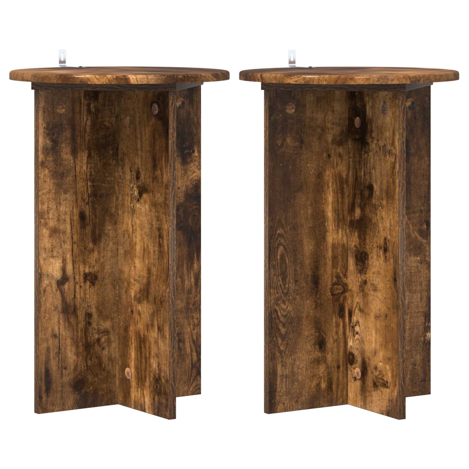 2x Stojak na Rośliny 60 cm Dąb Wędzony Ø40 cm do Salonu