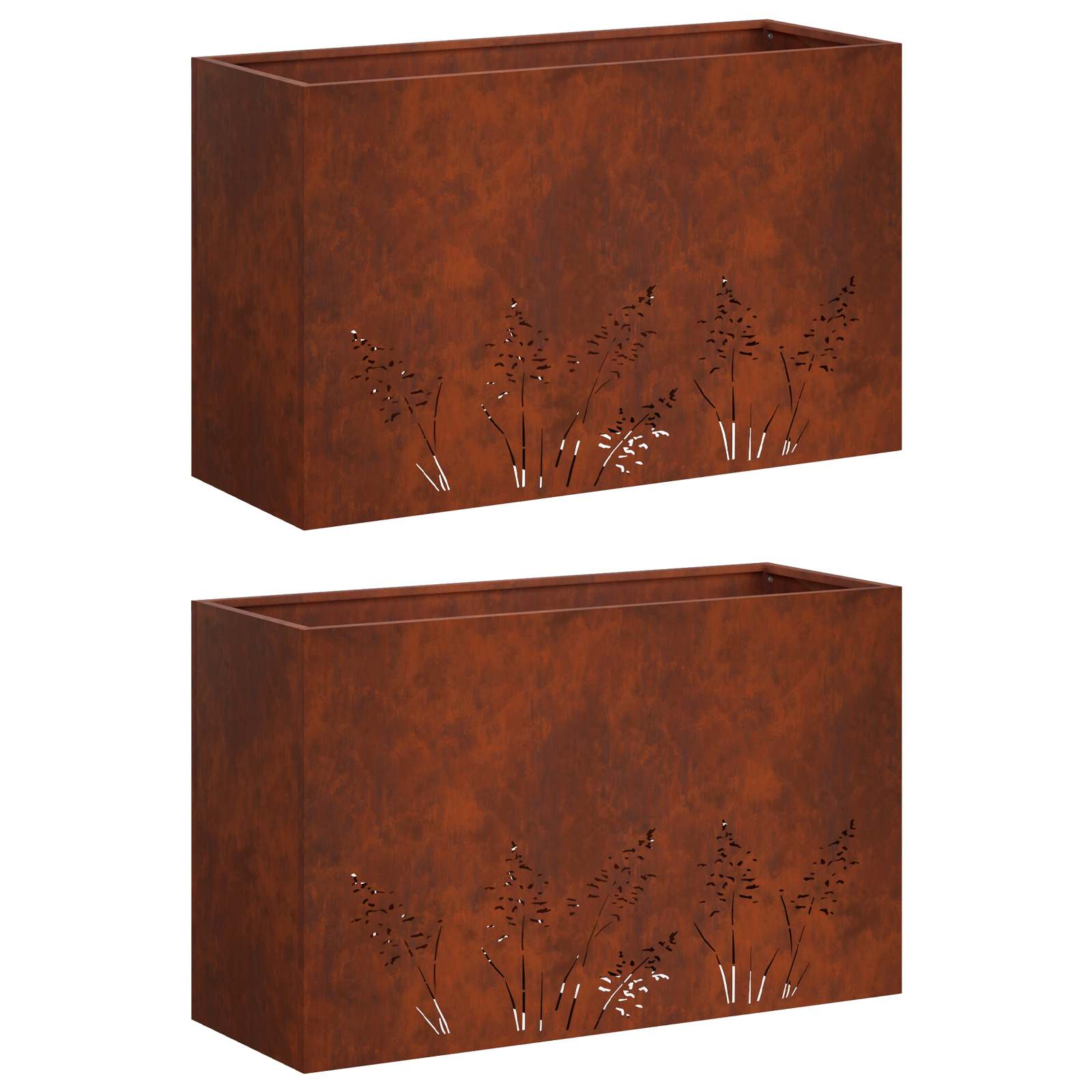 2x Donica Ogrodowa Corten 80x20x49 cm Rdzawa na Taras na Balkon