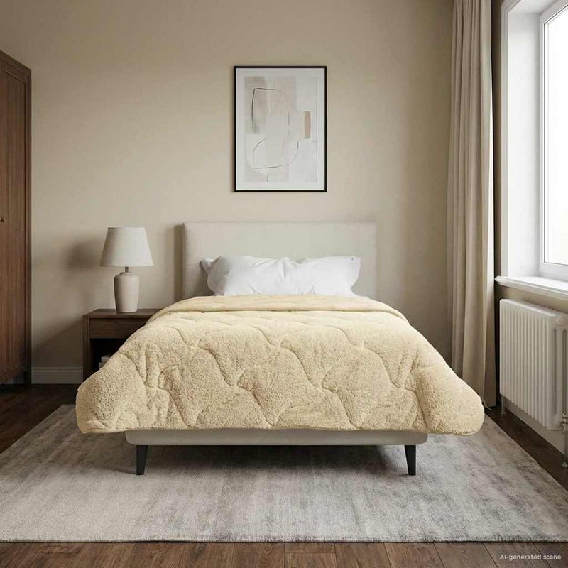 Kołdra na cały rok Kwiłtowany Kremowy 140 x 220 cm vidaXL