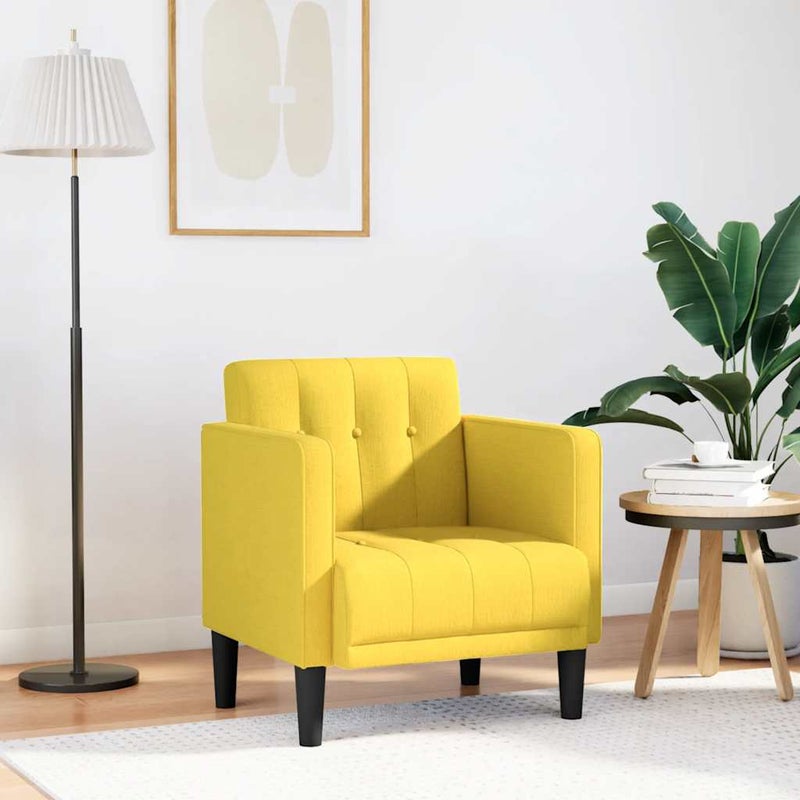 Sofa Fotel z Podłokietnikami Jasnożółty 53 cm Tkanina vidaXL