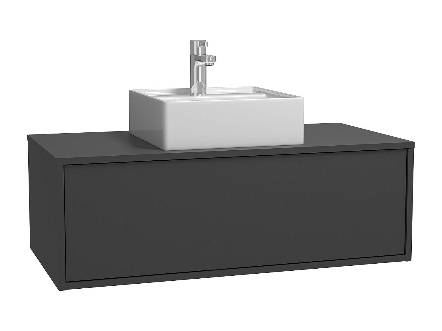 Szafka łazienkowa wisząca antracytowa z pojedynczą umywalką - 94 cm - TEANA II