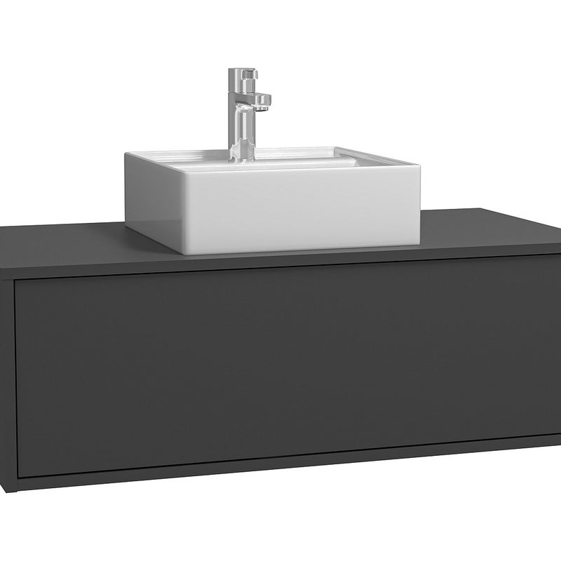 Szafka łazienkowa wisząca antracytowa z pojedynczą umywalką - 94 cm - TEANA II