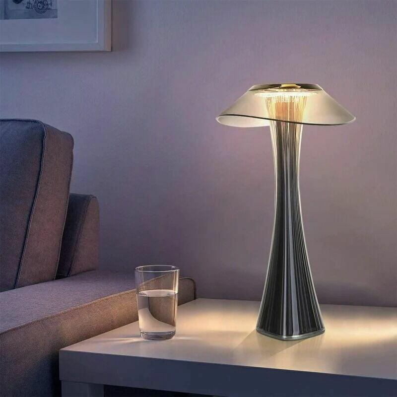 Lampa stołowa LED z akumulatorem, dotykowa, designerska, 3 W, ściemnialna, bezprzewodowa, tytanowa, lampka nocna USB z baterią i abażurem do sypialni