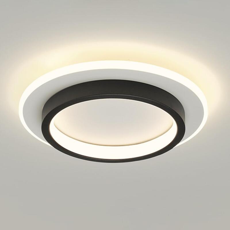 Nowoczesna lampa sufitowa LED, ściemnialna, trójkolorowa, 24W, odpowiednia do przedpokoju, wejścia, sypialni itp., okrągła, średnica 25cm, czarna.