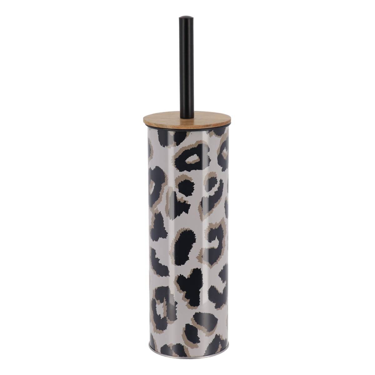 Szczotka WC Serengeti panterka TENDANCE brązowy-beżowy-czarny metal-akacja 38 cm 1 szt.