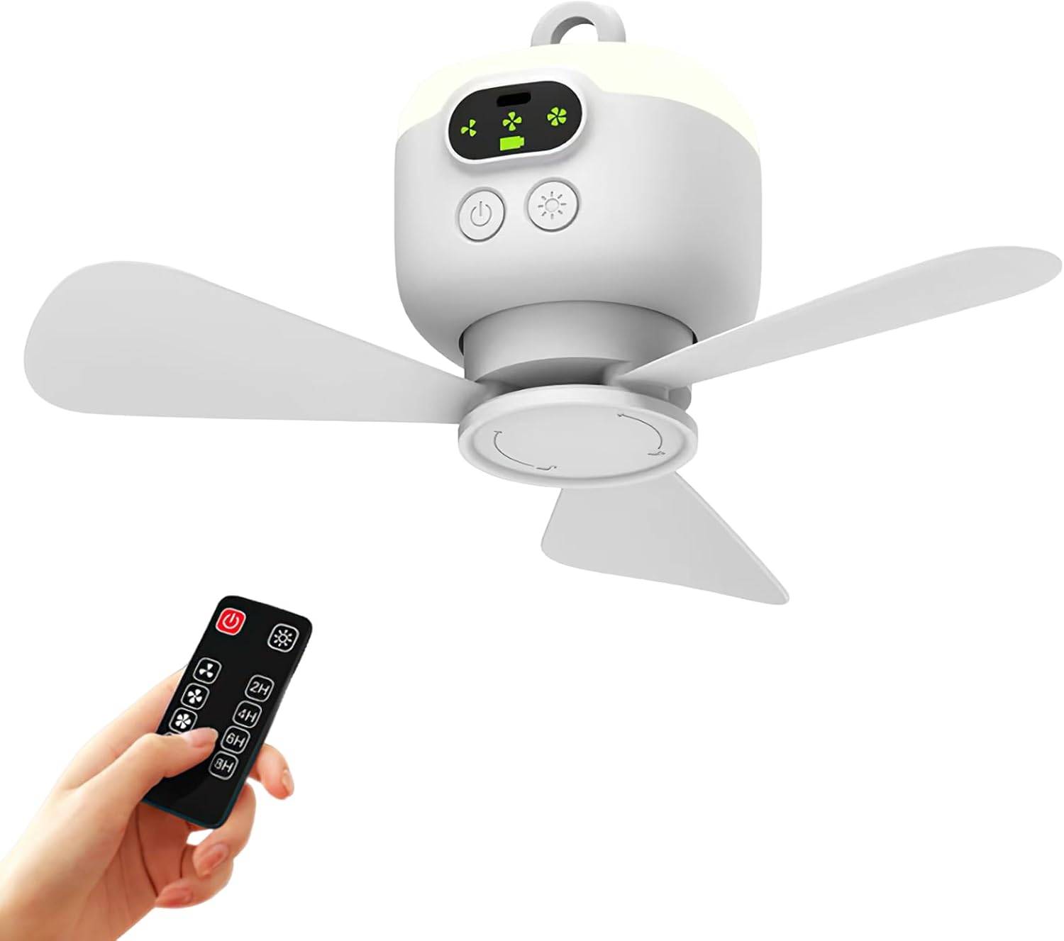Lampa LED z wentylatorem kempingowym ładowanym przez USB – 3 prędkości – do wędkowania, pieszych wędrówek i na zewnątrz [Klasa energetyczna A+++]