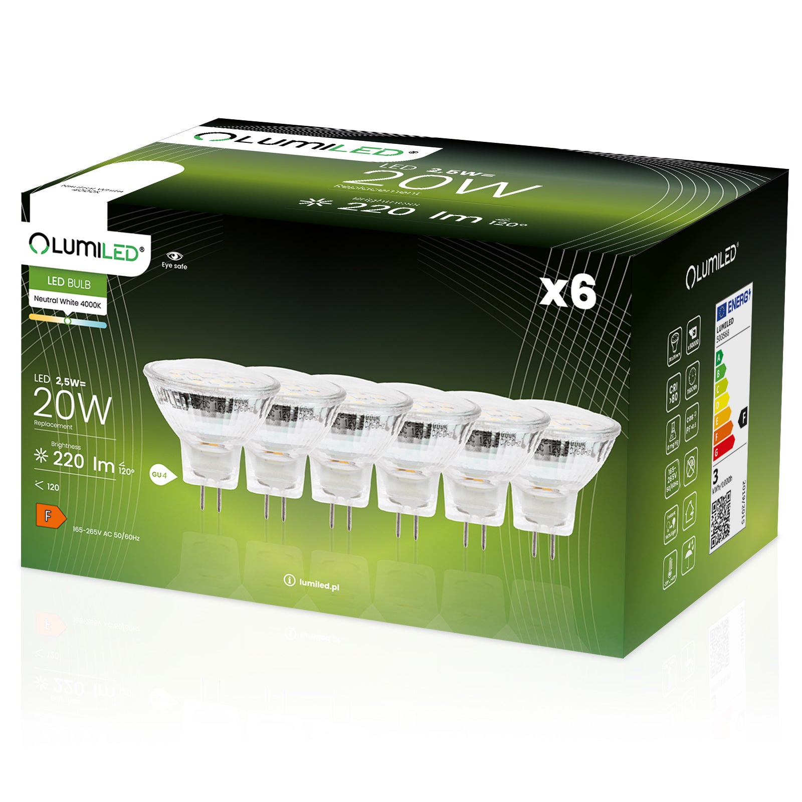 Żarówka LED Lumiled GU4 Reflektor MR11 220lm 4000K Neutralna biel 120st 6 szt.