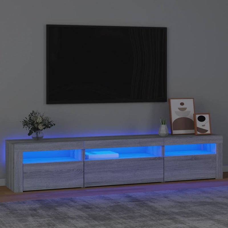 Szafka pod TV z oświetleniem LED, szary dąb sonoma,195x35x40 cm vidaXL