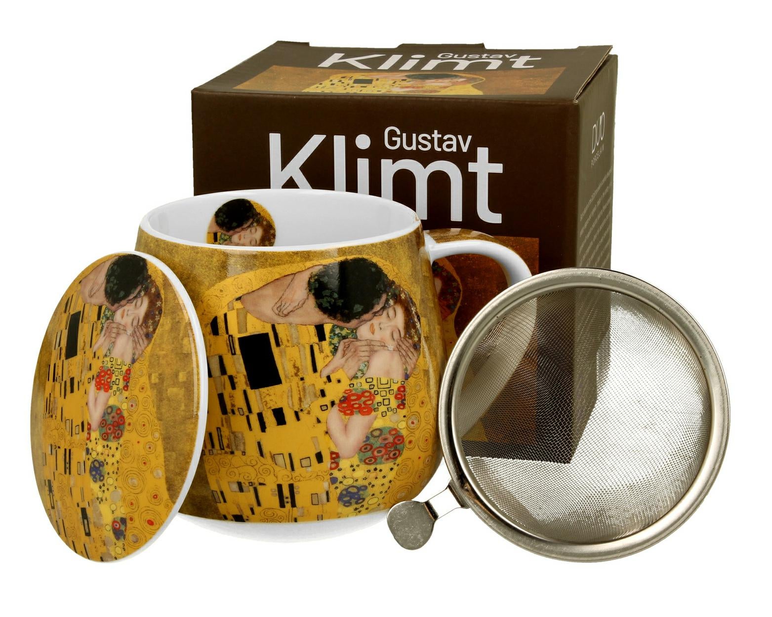 Kubek z zaparzaczem 430 ml porcelana złoty 9,8x12,5x8 cm 1 szt.