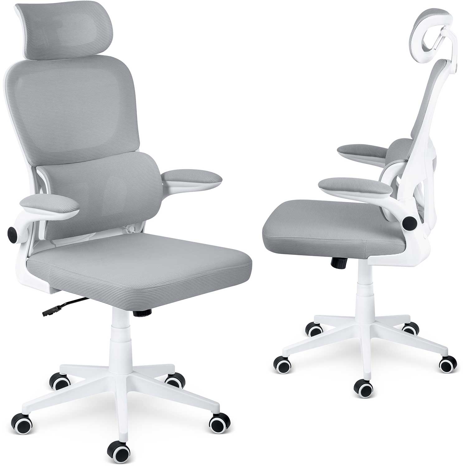Fotel biurowy Sofotel Formax szary ergonomiczny krzesło obrotowe mikrosiatka 240701