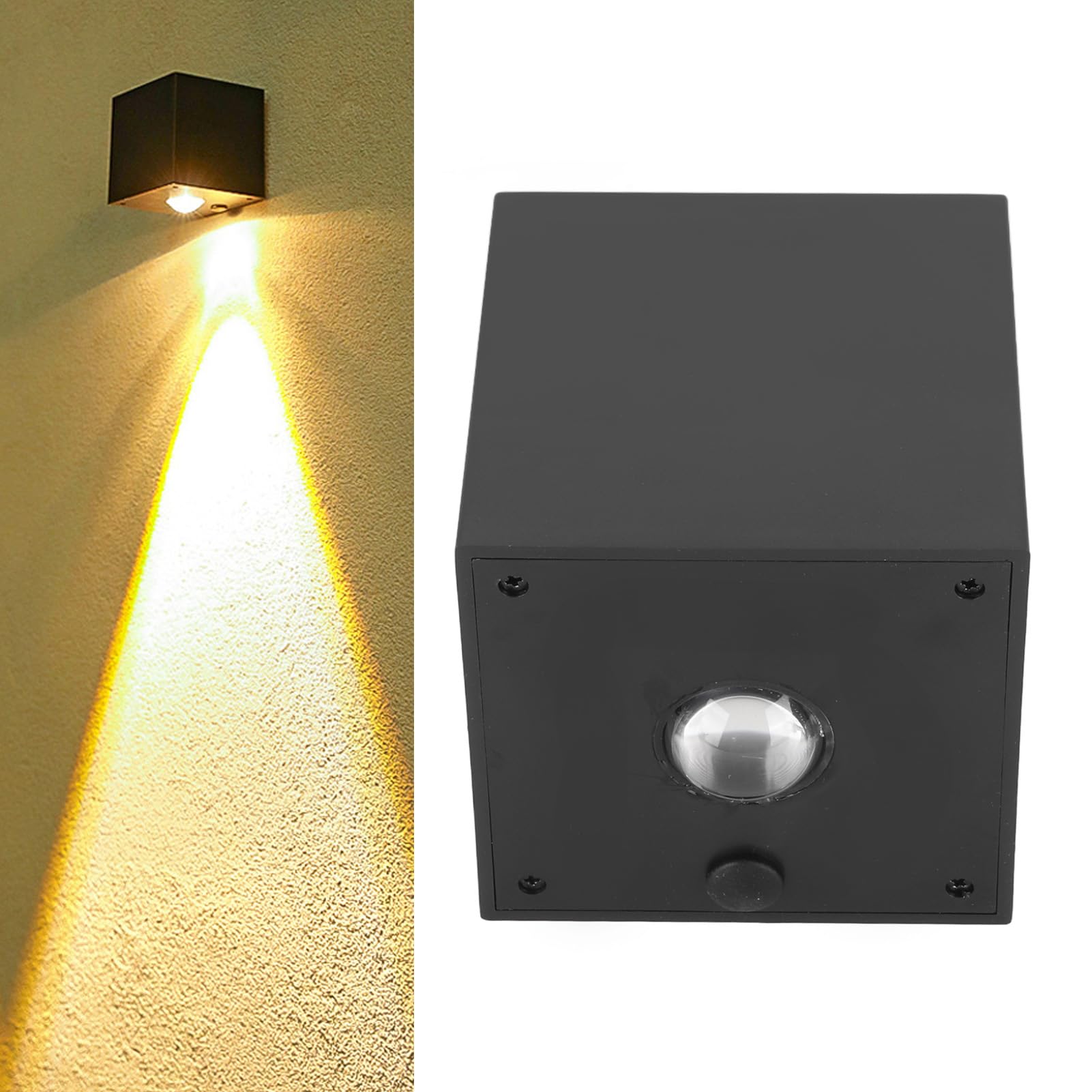 Kwadratowe zewnętrzne lampy solarne ścienne, wodoodporne IP65, na werandę, do ogrodu, na podwórko, na patio, na ogrodzenie