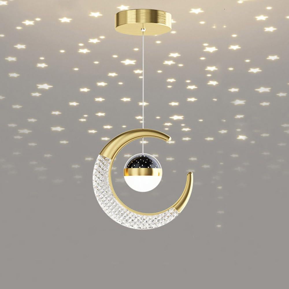 Lampa sufitowa LED, lampa sufitowa z księżycem i gwiazdami, żyrandol do sypialni, lampa wisząca LED, oświetlenie pokoju dziecięcego, wspaniały prezent