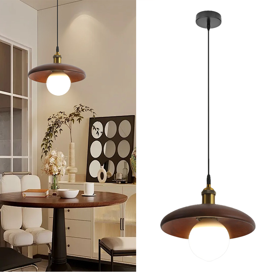 Lampa wisząca 18 cm, vintage z żarówką, plafon, lampka nocna, oświetlenie wyspy kuchennej do kuchni, jadalni, sypialni (światło białe)