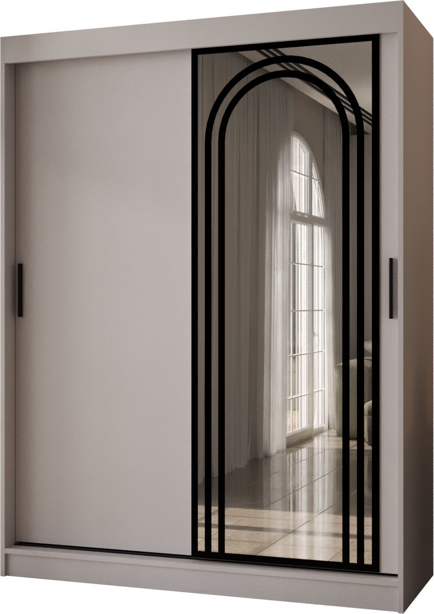 Szafa przesuwna z lustrem VIGO 150 x 62 x 200 kaszmir + u. czarny