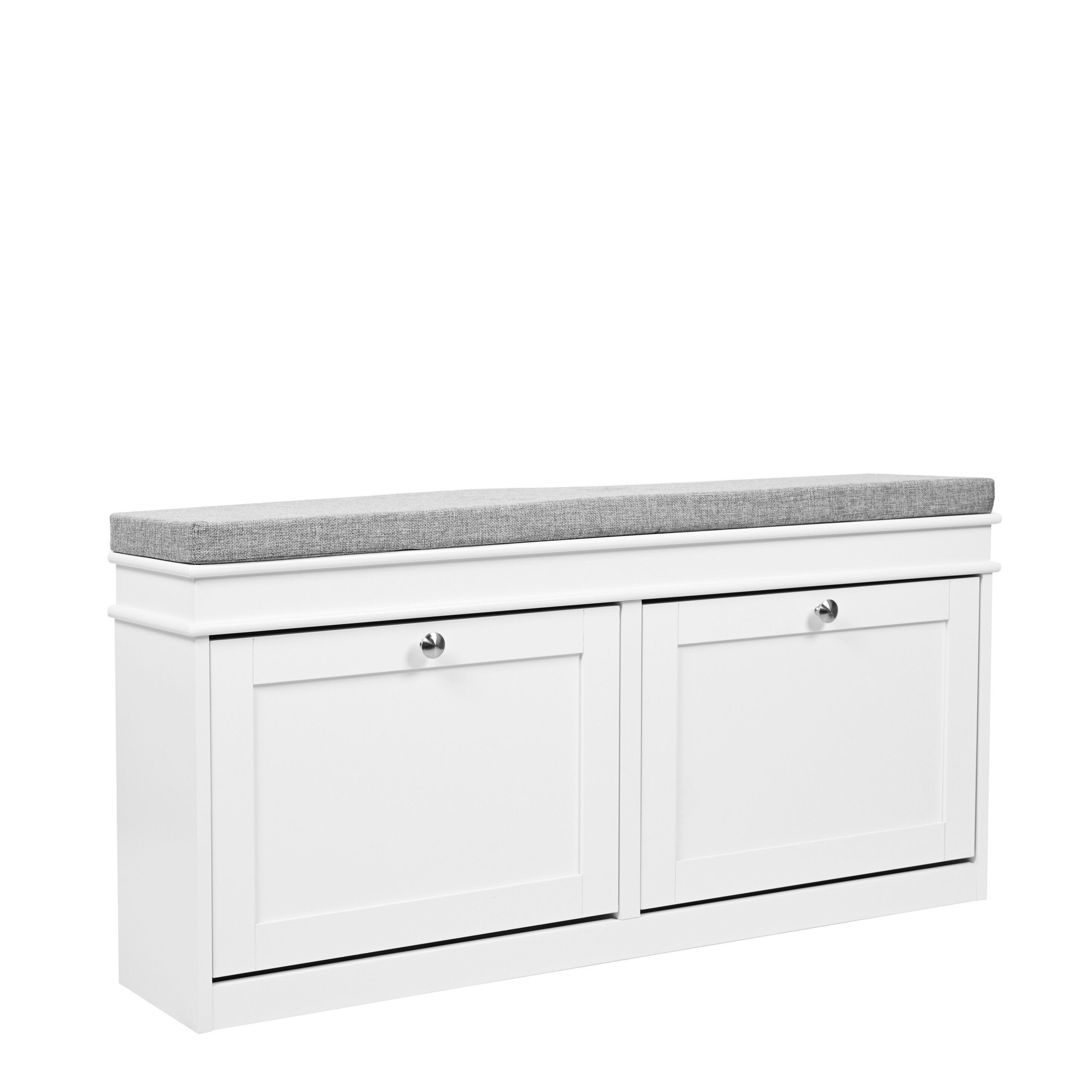 Szafka na buty / ławka Estha 11 104 x 24 x 47,5 cm, 2 klapy na buty, biało-szara, hjh LIVING