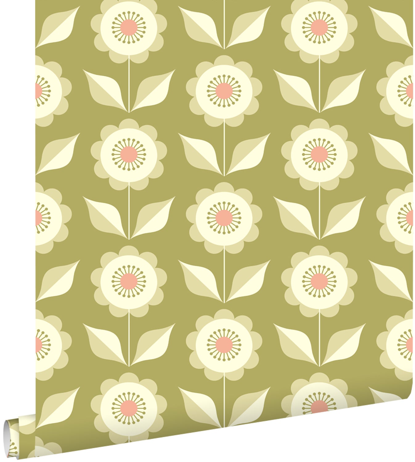 Tapeta kwiaty zielony - 50 x 900 cm - ESTAHOME