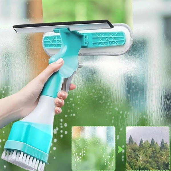 Szczotka do czyszczenia okien z długim uchwytem, może spryskiwać wodą, wycierać wycieraczką, 1 narzędzie do czyszczenia