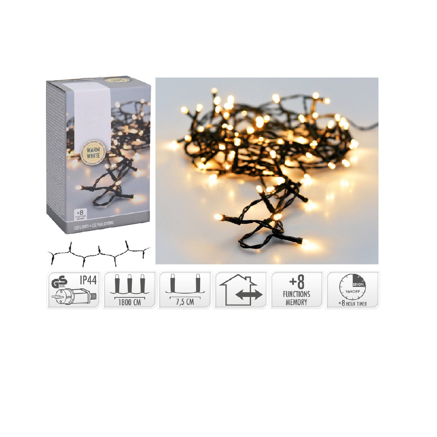 Girlanda LED Koopman nowoczesna 18m 240 żarówek ciepłe światło