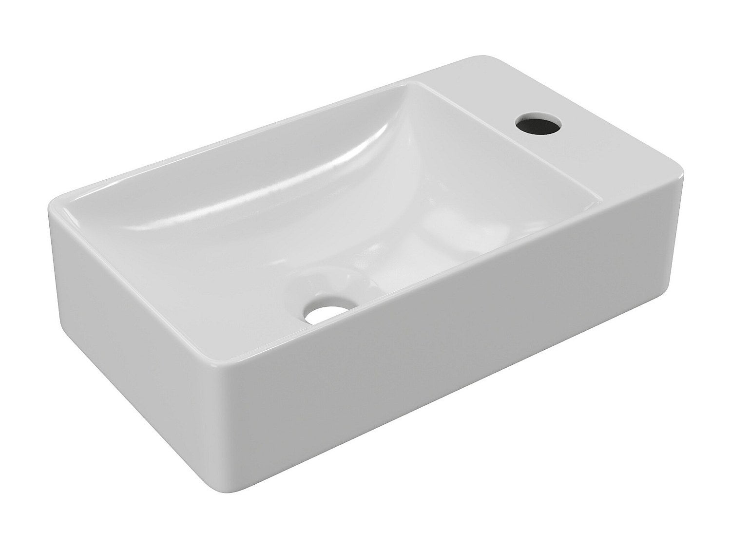 Umywalka podwieszana z ceramiki w kolorze białym - dł. 38 x wys. 10 x gł. 22 cm - ERAVAL II
