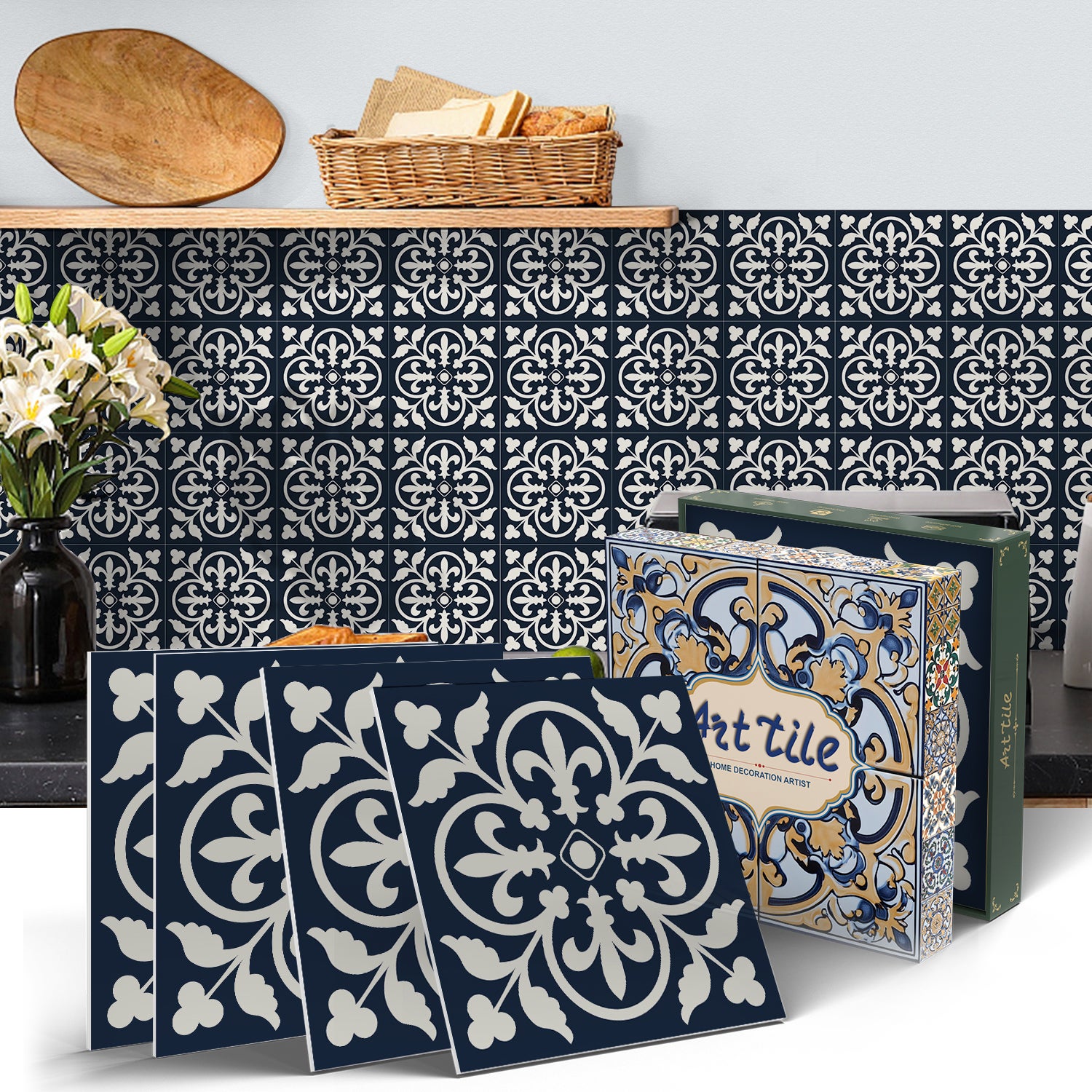 Zestaw 12 samoprzylepnych paneli ściennych 3D, płytki backsplash, naklejki dekoracyjne, wodoodporne i odporne na ciepło, 15 cm x 15 cm