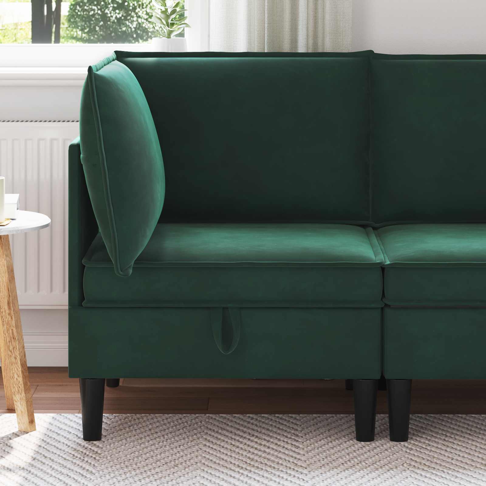 Sofa z miejscem do przechowywania Ciemnozielony Welur vidaXL
