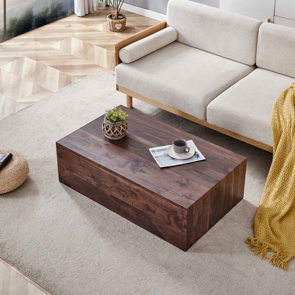 Prostokątny stolik kawowy 90×50×30 cm z płyty MDF, nowoczesny, luksusowy design, stabilny i łatwy w czyszczeniu