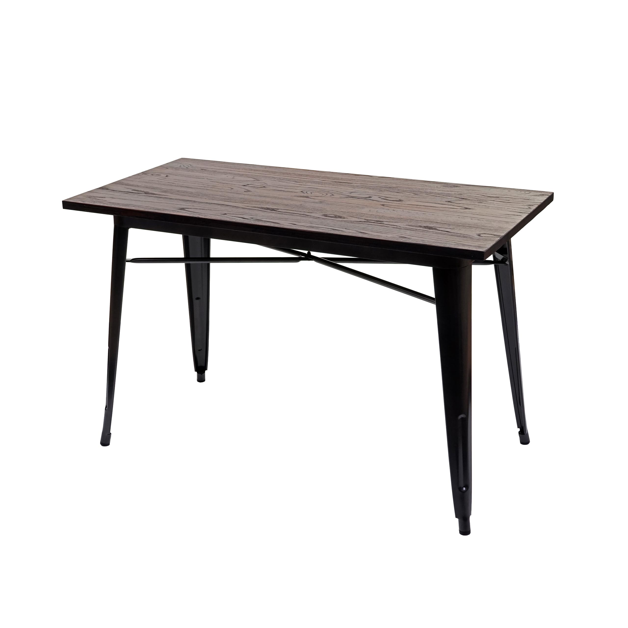 Stół do jadalni HWC-H10a, stół bistro, metal wiąz drewno gastronomia przemysłowa MVG czarno-brązowy 120x60cm