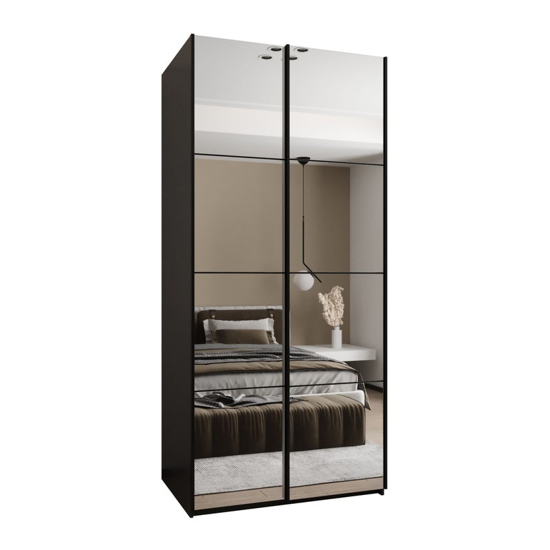 Szafa przesuwna wysoka Lux 2 120 x 64 x 245,5 cm czarny + czarny + u. czarny - Abiks Meble