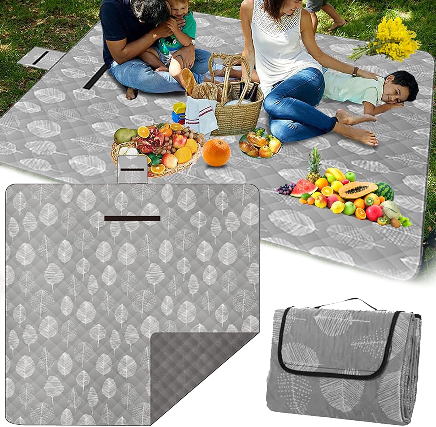 Wodoodporny koc piknikowy 200x200, koc plażowy zewnętrzny XXL, piaskoodporna mata plażowa, koc kempingowy, wodoodporny koc zewnętrzny Sa
