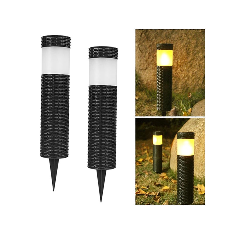 Zestaw 2 lamp solarnych, lampy solarne, dekoracyjne lampy LED do trawnika zewnętrznego, wodoszczelne lampy dekoracyjne, lampy z symulacją płomienia