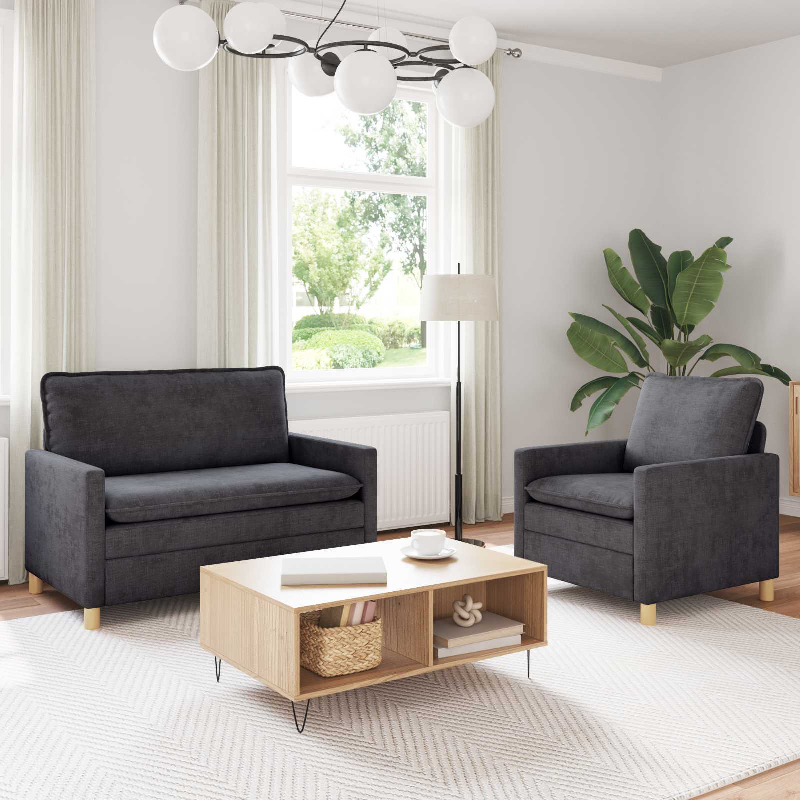 Zestaw Sof 2 pcs ciemnoszary Poliester vidaXL
