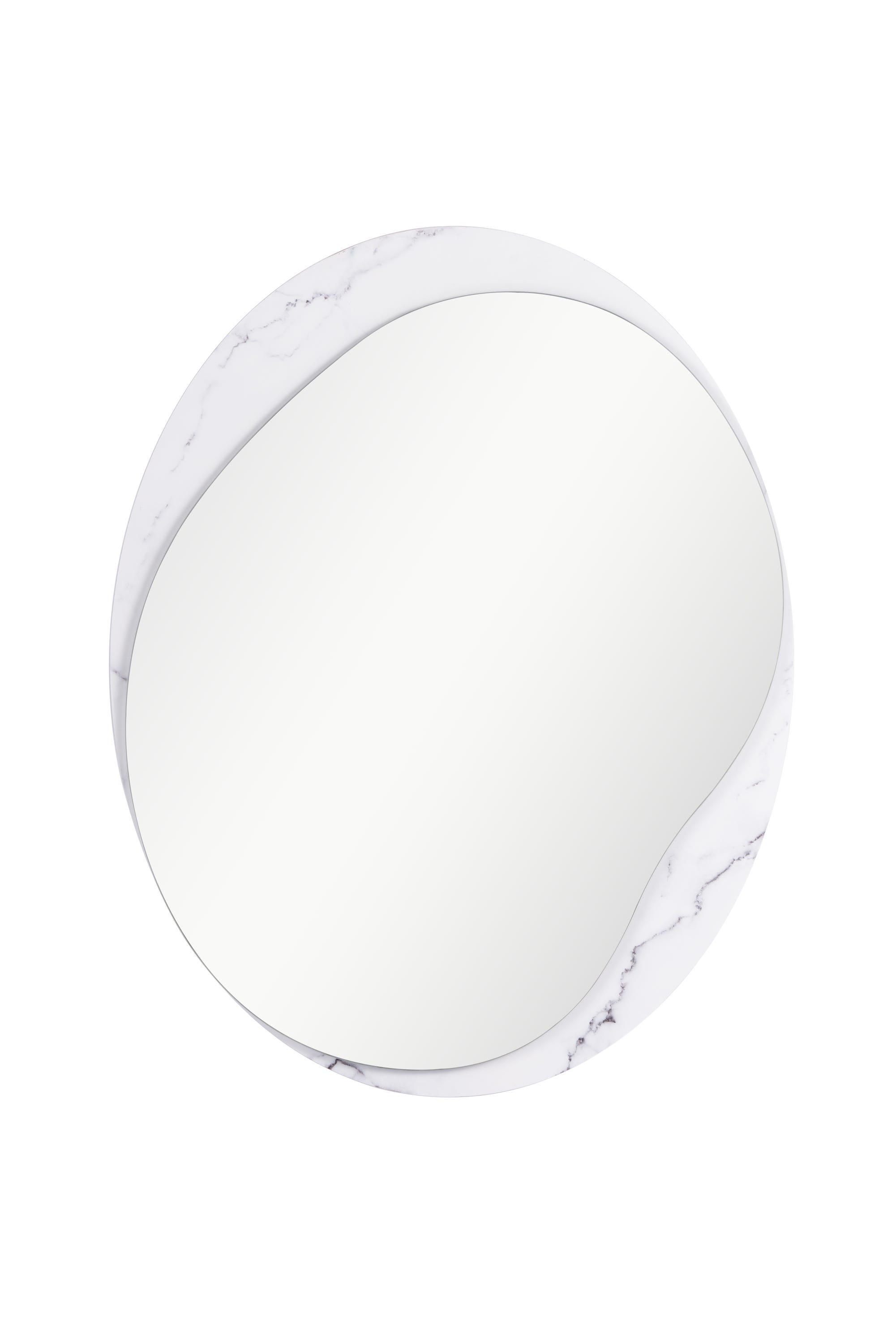 Owalne lustro mdf białe / szare Pontis INSPIRE, szer. 57,5 x wys. 73 cm