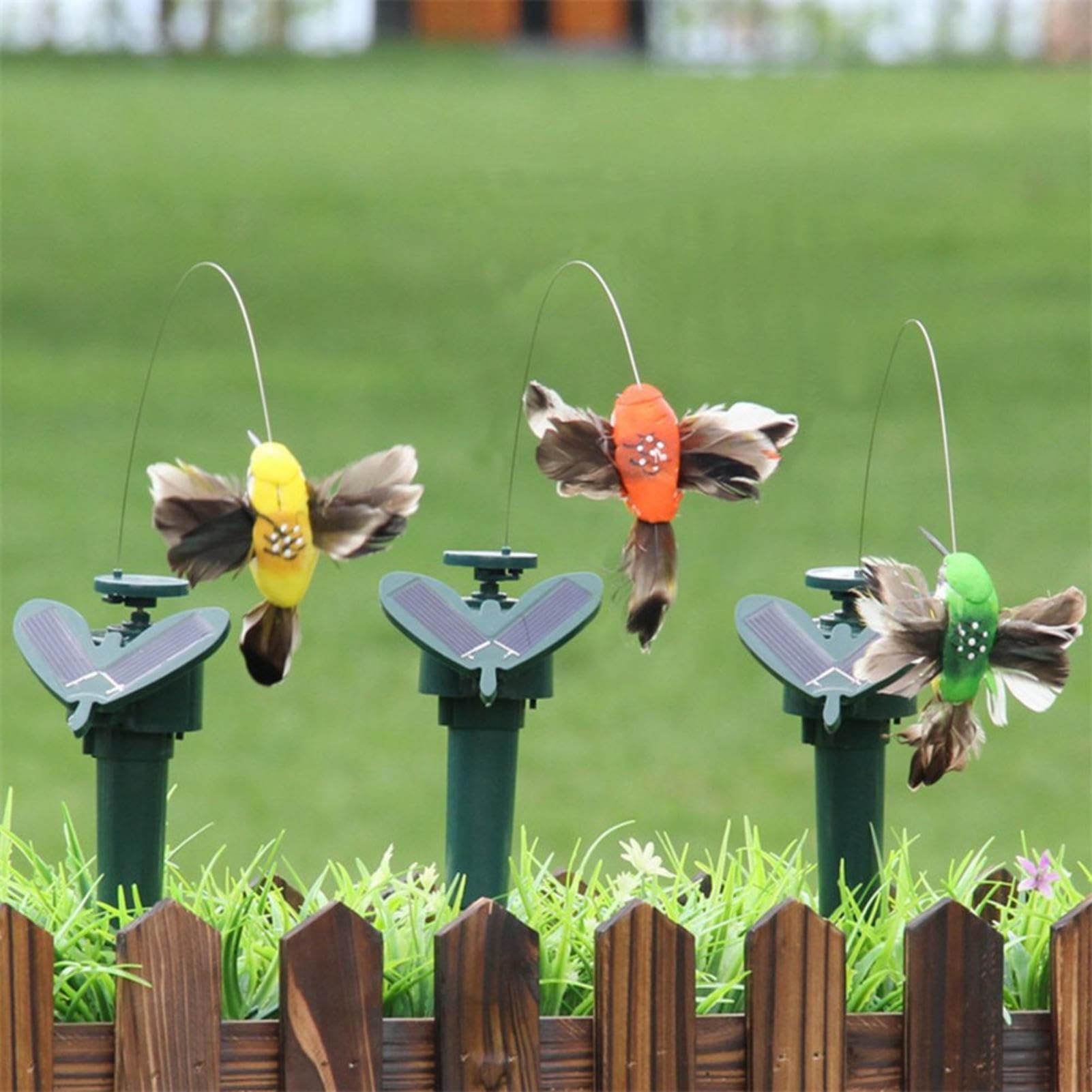 Zestaw 3 solarnych figurek kolibrów na baterie do dekoracji zewnętrznych, ogrodu, roślin, kwiatów, krajobrazu, kolory losowe