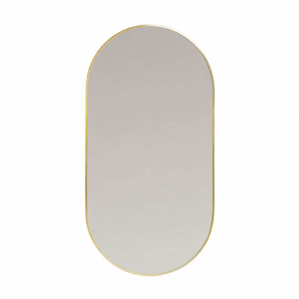 Lustro owalne SCANDI złote 40 × 80 cm w smukłej aluminiowej ramie