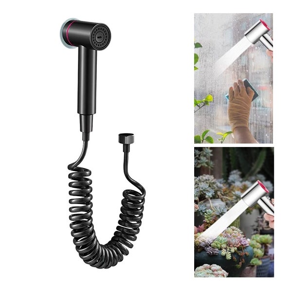 Bidet Przenośny - Słuchawka Bidetowa WC z elastycznym wężem 2m, łatwy w montażu spryskiwacz wody - Higiena Sucha i Mokra, z podstawką