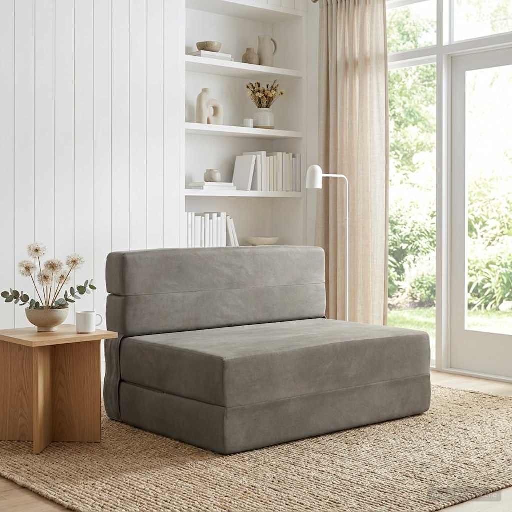 Składana Sofa Łóżko jasnoszary 70 x 80 x 60 cm tkanina vidaXL