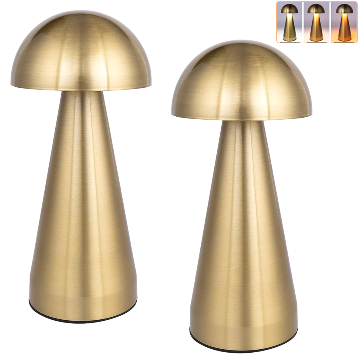 Zestaw 2 bezprzewodowych lamp stołowych LED, dotykowa lampka nocna ze ściemniaczem, ładowalna lampka biurkowa, 3 regulowane temperatury barwowe