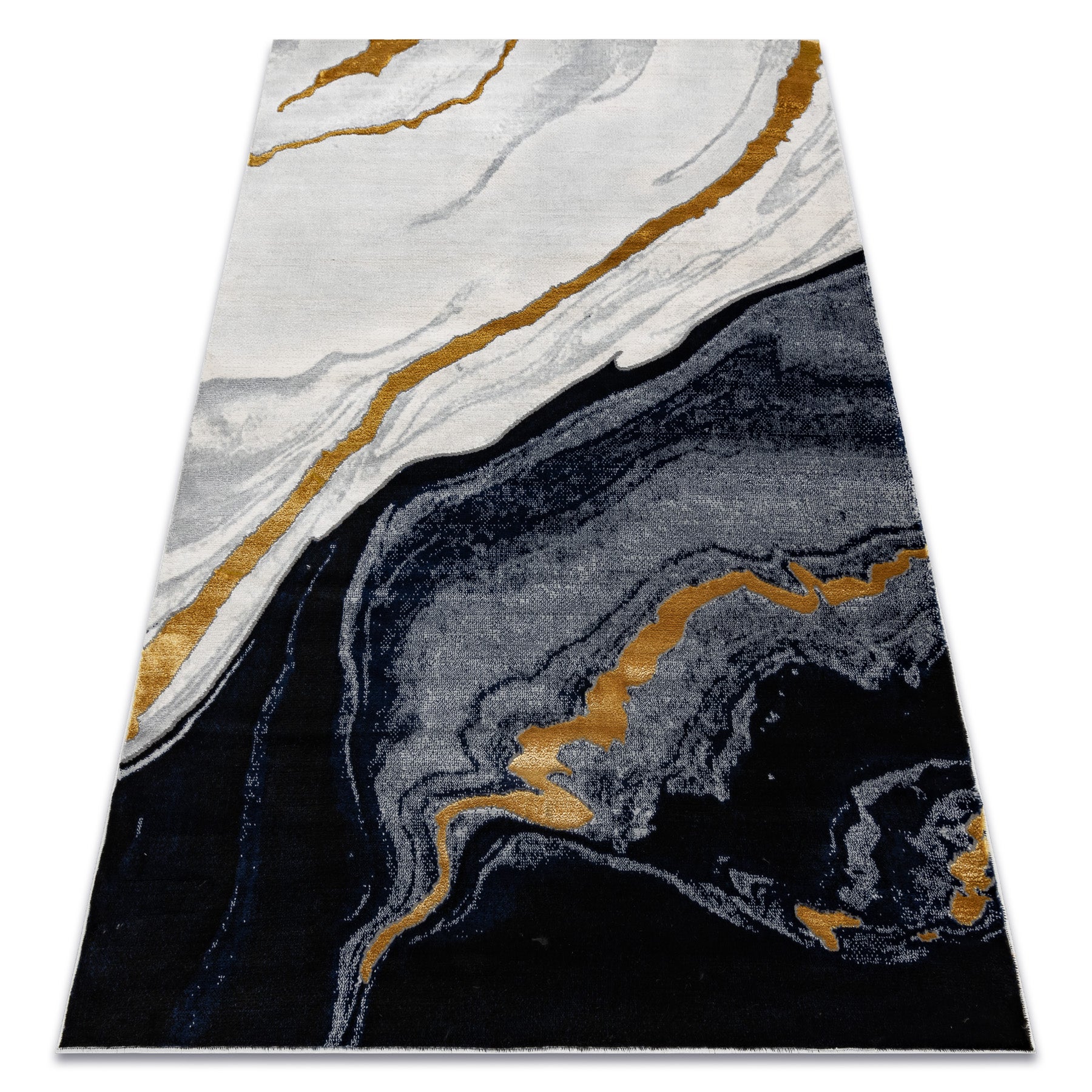 Dywan EMERALD ekskluzywny 1017 glamour, stylowy marmur granatowy / złoty 140x190 cm