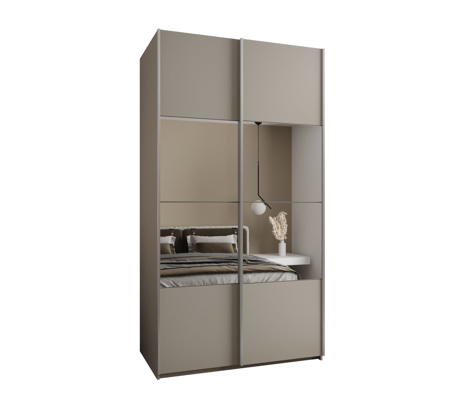 Szafa przesuwna wysoka Lux 4 130 x 64 x 245,5 cm kaszmir + kaszmir + u. srebrny - Abiks Meble
