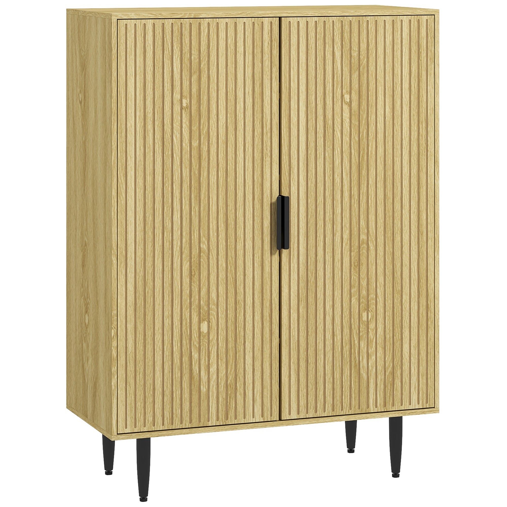 Półka na buty na 15 par butów, wejściowa z 4 regulowanymi półkami i metalowymi nóżkami, 80x38x110cm, dąb