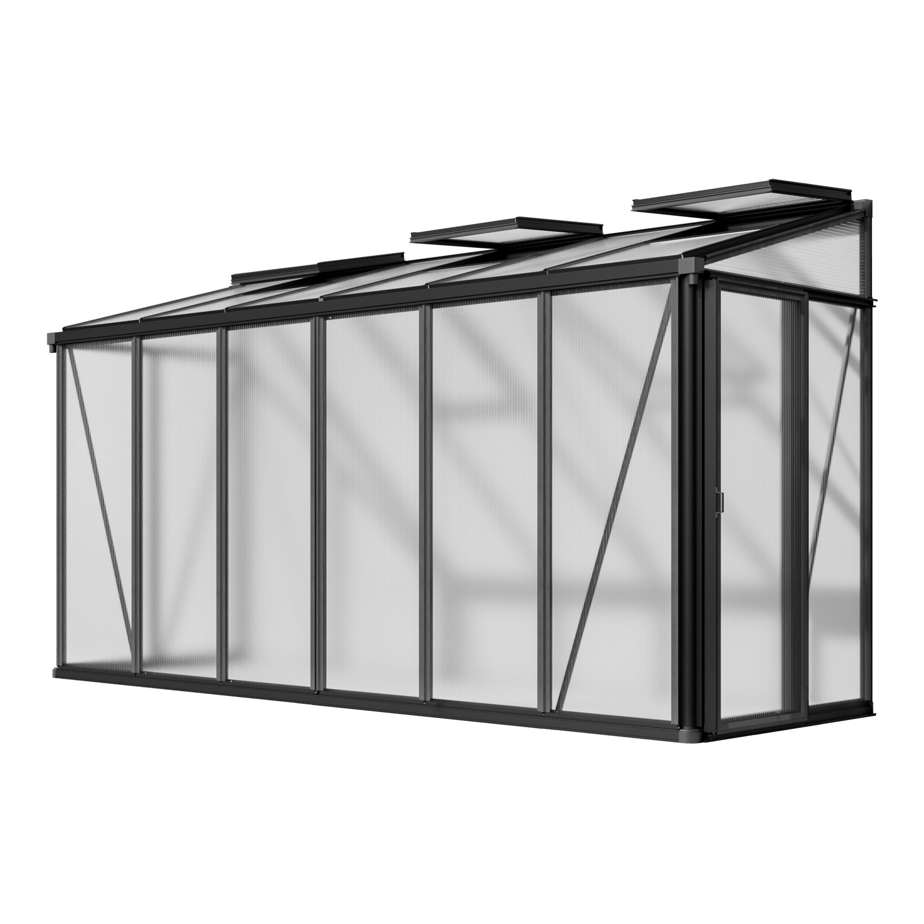 GFP szklarnia Flora 26 szklarnia przyścienna - Aluminium - 388x132 cm - 16 mm panele poliwęglanowe