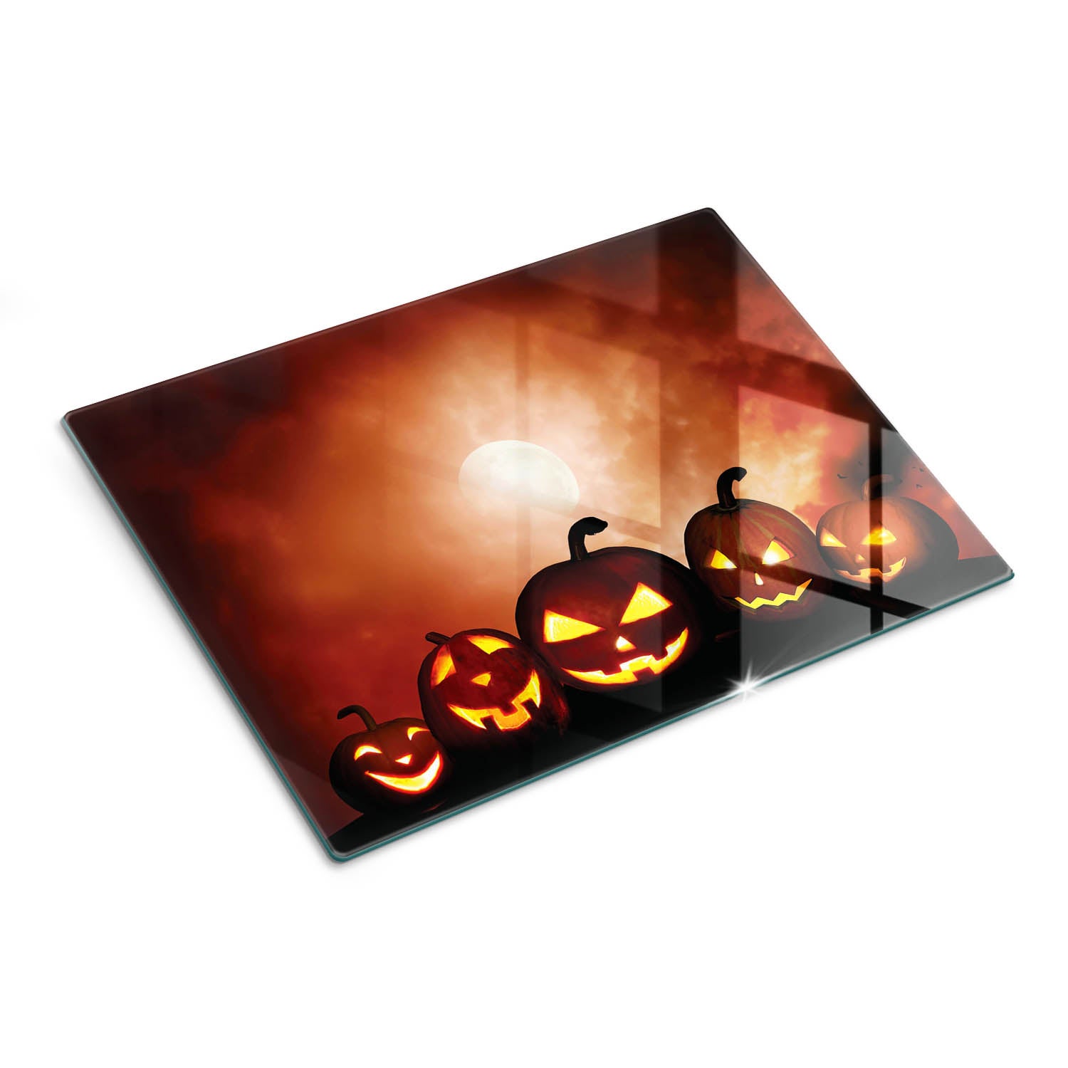 Szklana deska do krojenia z dekoracyjnym motywem - Dynie Na Halloween - 30x40 - Tulup