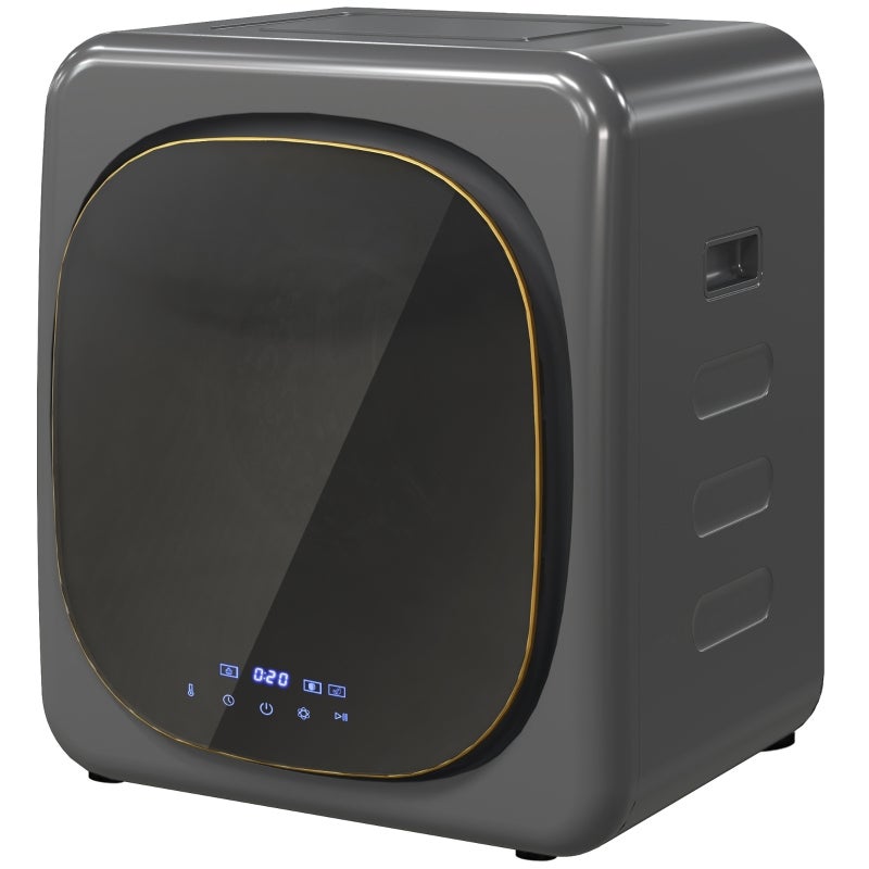 Mini suszarka bębnowa z 6 programami Ekran dotykowy LED 4 kg do 60℃, 800W Wolnostojąca Suszarka wyciągowa do montażu na ścianie z zabezpieczeniem